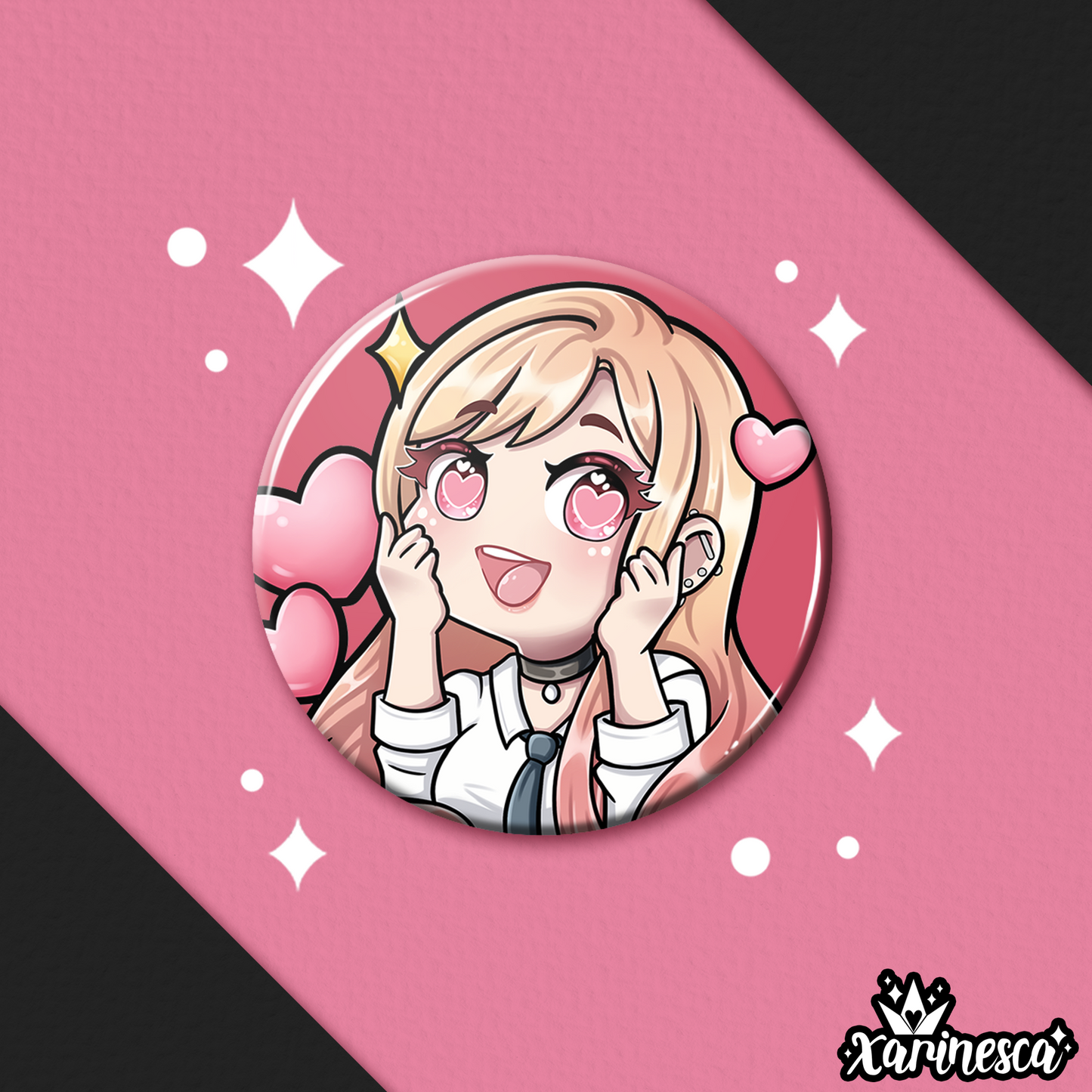 DISCONTINUE Marin (Hearts) Button Pin